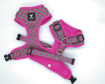 Watermelon Dog Harness, hot pink dog harness, soft dog harness, watermelon design
