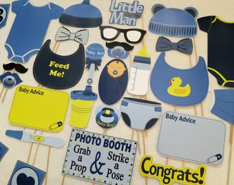 PDF - Boy Baby Shower Photo Booth Props - PRINTABLE Photobooth DIY