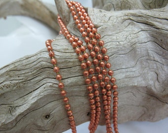 2.4mm Bright COPPER BALL CHAIN, Copper Connector with each Foot of Chain, 3 ft to 60 ft Bulk Chain