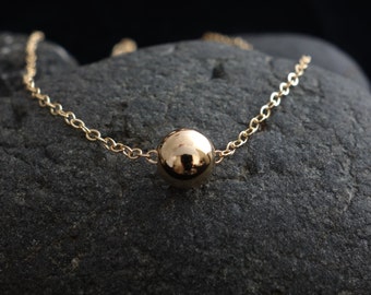 Large Single Bead Necklace in Gold Filled/ sterling silver, bead necklace