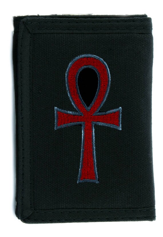 Red Ankh Egyptian Hieroglyph Patch Iron on Applique Alternative Clothing Life