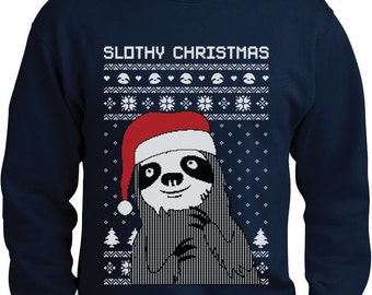 Slothy Xmas - Ugly Christmas Sweater Men's Crewneck Sweatshirt