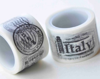 Retro Postmark Washi Tape /Japanese Masking Tape/ Deco Tape 30mm wide x 5m long (1.2 inches X 5.5 yards) No.13076
