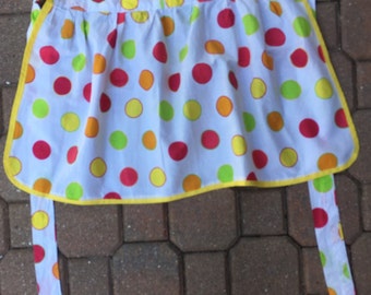 Vintage Polka Dot Half Apron Petite Figure Cotton Retro Apron
