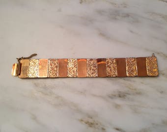 Vintage gold plated panel bracelet