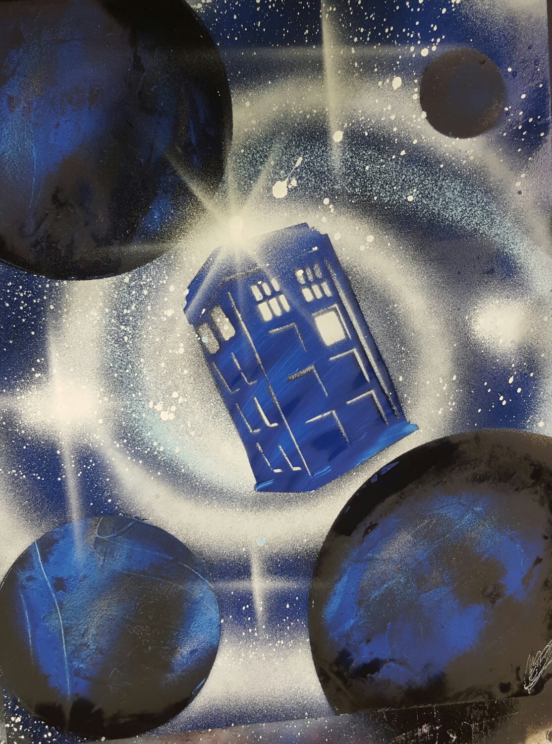 Tardis in space Doctor Who Spray Paint Art