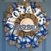 Personalized With Your Favorite Sports Team Name and Colors Baseball Theme Burlap Wall Door Wreath Decor 25 inch KC Royals Pictured