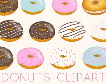 Donuts Clip Art Doughnut Clipart Dessert Clipart Cute