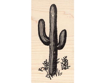 Saguaro 58H Beeswax Rubber Stamps Unmounted, Cling, Mounted Stamp Scenic, Landscape Stamping