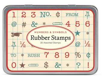 Cavallini Mini Vintage Numbers & Symbols Rubber Stamp Set x 30 Stamps