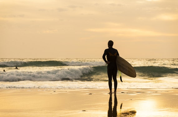 CONTEMPLATING. Surf print, Andalucia Picture, Surfing Art, Photographic Print, Golden Light