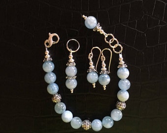 aquamarine and sterling silver jewelry set
