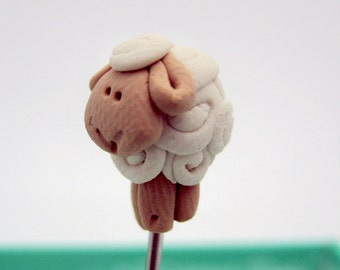 Decorative Sewing Straight Pin Topper - White Sheep sewer crafter gift custom lamb pin art present lamb animal lover decorative