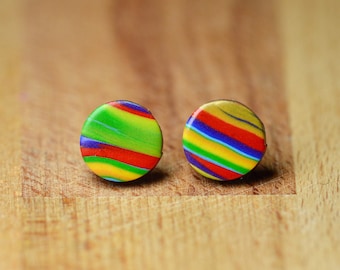 Studs For Sensitive Ears - Round Stud Earrings - Hypoallergenic Stud Earrings - Nickel Free Earrings - Polymer Clay Jewellery - Gift For Her