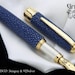 Fountain pen Handmade in Ocean Blue Stingray Leather Galuchat & Sterling Silver 925