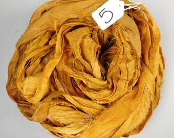 Silk Sari Ribbon, recycled sari ribbon, Sari Silk Ribbon, rug making supply, gold sari ribbon, weaving supply, knitting supply