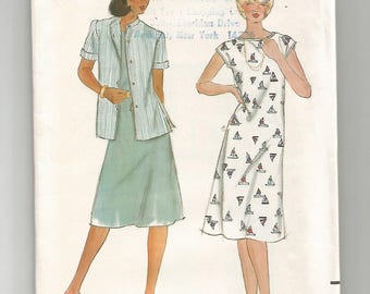 3639 Butterick Sewing Pattern Semi Fitted Dress & Jacket UNCUT Size 10 Vintage 1980s