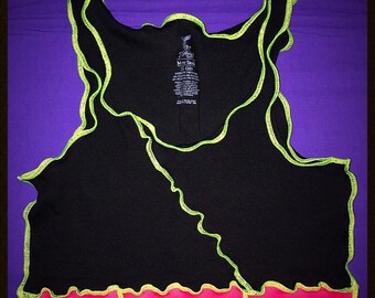 Pink and Black Toxic Threads Cropped Tank