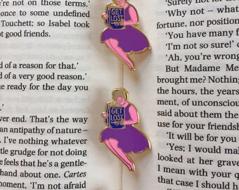 GET LOST (in a book) enamel pin / feminist badge