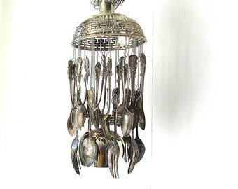 Coffee Cake Jam Windchime, Upcycled Handstamped Vintage Cutlery, Hand Stamped Spoon Wind Chime