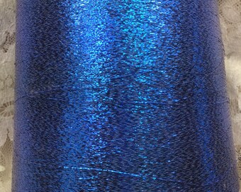 metallic coned yarn approx 30000 yds 1 lb plus royal blue metallic machine knitting crafts altered art sweaters