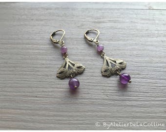 Art deco earrings and amethyst beads