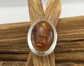 Bracelet Fausing Denmark Rare - Argent Sterling Et Ambre 'butterscotch' - Signé - Style Manchette