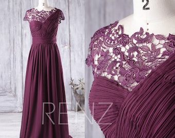 1310002 Plum Lace Collar Detail Dress
