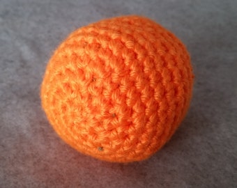 Neon Orange Acrylic Yarn Crocheted Cat Toy Ball with Catnip