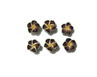 15 mm Polymer Clay Plumeria Flowers Set of 6 (SP14)