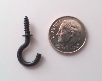 0.5 Inch / Pkg of 20 Small Key Hooks / Screw Hooks / DIY Jewelry Hooks / Antique Black