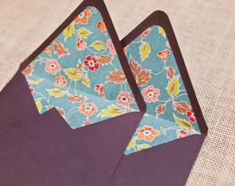 Floral Lined Envelopes & Cards, Set of 7, A6