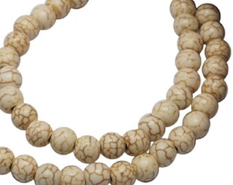 WHOLESALE - Ivory 10mm Round Synthetic Howlite Gemstone Beads (Three 15" Strands)