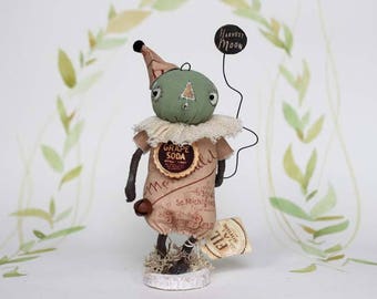 Nostalgische Primitive Folk Art Figur Kürbis Pumpkin Doll