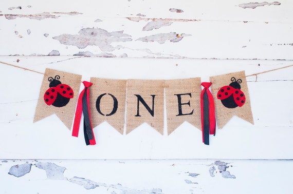 ladybug one banner garden one burlap banner ladybug banner