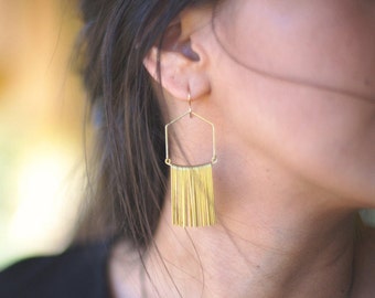 Wide Angular Fringe Earrings