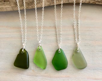 Choose Your Own Sea Glass Necklace - Green Sea Glass Necklace - Beach Glass Necklace - Sea Glass Jewelry - Genuine Sea Glass - Green Pendant