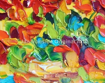 Geranium Oil Painting, Palette Knife Oil Painting, impasto, original art,