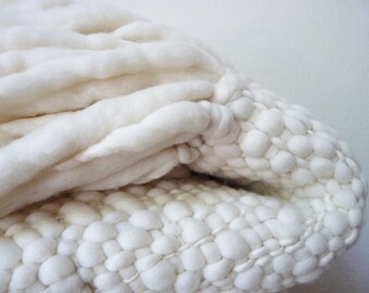 Bulky afghan blanket bed throw, Thick knit throw beadspread, Large Hygge boho bedding woven afghan