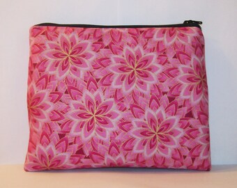 Padded Pipe Pouch, XL Pipe Bag, Pink Floral Bag, Padded Zipper Bag, Pouch, Boho Chic Pouch, 420, Gadget Bag, Smoke Bag, 7.5" x 6" - X LARGE