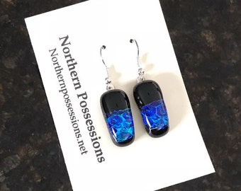 Blue & Black Dichroic Earrings