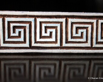 Hand Carved Stamp, Indian Wood Stamp, Textile Stamp Block-Greek Inspired Border
