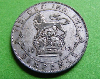 SCARCE 1923 Silver Sixpence Wedding Coin Authentic Old Vintage