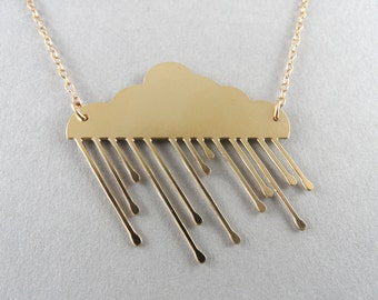 rain cloud necklace cloud necklace cloud jewelry raindrop rain necklace gold cloud