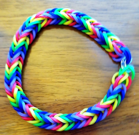 Hot Item. Fishtail Rainbow Loom Rainbow-Colored Bracelet