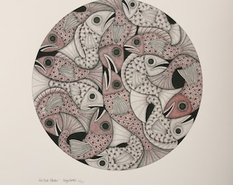 Fish in Ink, pencil and Watercolour - Print of Original