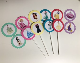 Disney Princess Cupcake Toppers, Princess Cupcake Picks, Disney Princess Birthday