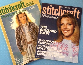 Stitchcraft Magazines - 1981 and 1983 Vintage Needlecraft Books - Retro Craft Magazines - Crochet Knitting Embroidery Sewing