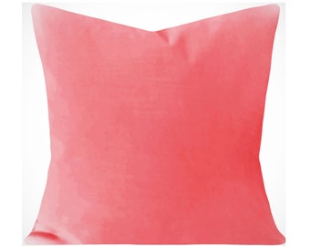 Pink Coral Velvet Pillow Cover - Decorative Pillow - Both Sides - 12x16, 12x20, 14x18, 14x24, 16x16, 18x18, 20x20, 22x22, 24x24, 26x26