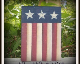 Americana Wood Shelf Sitter Flag Block Summer Home Decor